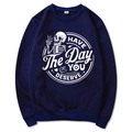 Dark blue crewneck sweatshirt with No You Hang Up skeleton print in size M - Navy Blue (Style 3)