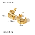 Gold-plated C-shaped hoop earrings with hammered texture and zircon inlay - Gold Hammered C-Shape Transparent Rhinestone Earrings(HF-E3250-WT)