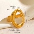 Gold plated minimalist geometric open heart ring in stainless steel for women - Gold Thick Oval Ring 1290