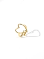 Detailed close-up of 18k gold plated butterfly ring featuring unique hammered metal texture - Adjustable Open / Hollow Heart Hammered