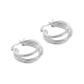 Minimalist S925 sterling silver geometric multi-layer hoop earrings in polished silver finish - Silver