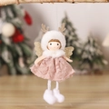 Pink plush Christmas angel doll with lace dress and golden reindeer antlers detail - Pink Reindeer Antler Angel Doll / Pink