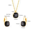 Detailed size specifications for gold plated stainless steel jewelry set with black gems - Gold-Black Crystal