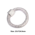 Silver Great Wall pattern pendant with zircon inlay for DIY accessories and bags - Round with Square Lock / Silver