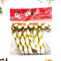 Set of 6 gold and white striped Christmas candy cane hanging ornaments in packaging - Gold-9cm (Set of 6)