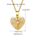 Gold heart pendant necklace with micro-paved zircons and 45cm chain dimensions - Gold Rhinestone Heart (N05901G)