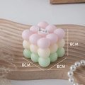 Pink yellow and green gradient cube bubble scented candle for stylish home decoration - Peach Summer (White Peach Oolong)