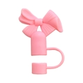 Couvercle de paille en silicone rose avec nœud 3D pour pailles de 10 mm - Mauve Clair