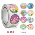 Pastel Easter bunny and egg stickers roll for festive gift sealing decoration 2.5cm - Spring Floral Theme (K-190) / 500 Pieces/Pack (Diameter 2.5cm)