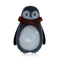 Spilla pinguino fatta a mano in acrilico con trama feltro grigio e sciarpa rossa - Pinguino