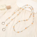 Crossbody beaded phone strap with amber beads and silver clasps on beige fabric - 120cm Crossbody / Two-Tone Crystal (K2139)