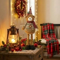 Kerst teddybeer met uitschuifbare poten in ruitjesoutfit en warme feestdecoratie - Telescopische Beer (ML-Q779)