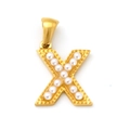 18k gold plated letter X pendant with small pearls for DIY necklaces and bracelets - Letter X Style (SP723G-X)