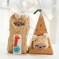 Plush khaki coral fleece Christmas socks with 3D pom-poms in a gift box packaging - Adult (No Gift Box) / Khaki Sheep