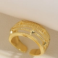 Verstellbarer 14K vergoldeter Mehrschichtring mit Sternmotiven und gedrehter Textur - Vierschichtiger Stern