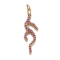 Gold pendant in coral branch shape with pink cubic zirconia stones on white background - Pink Coral Branch Pendant
