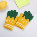 Guanti invernali in maglia per bambini con gatto giallo e verde per calore e comfort - 4-8 anni / Giallo