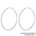 Polished silver geometric hoop earrings with 80mm inner diameter and 5mm thickness - Inner Diameter 80mm Thickness 5mm (KE105509-LO)