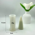 DIY Christmas tree candle mold, 9.1cm tall silicone mold for Morandi green candles - Diagonal Stripe Christmas Tree