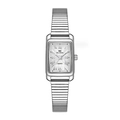Elegante reloj de mujer con esfera cuadrada plateada y correa de acero inoxidable - Plata Clásica