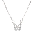 Silver butterfly necklace with crystal pavé wings on a delicate link chain - Full Diamond Butterfly Thin Necklace (白KH-96)