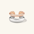 Polsino per orecchio minimalista a doppio strato bicolore oro rosa e argento lucido - Oro Rosa + Oro Bianco