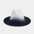 Classic white to deep blue gradient wool fedora hat with a stylish wide brim design - M / White + Black