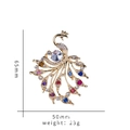 Peacock animal brooch in golden alloy with colorful rhinestones, 65mm x 50mm size - Gold Colorful Crystal Large Peacock