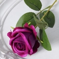 Single long stem artificial purple velvet rose on a vintage white ceramic platter - 7cm / Rose Purple (Velvet)