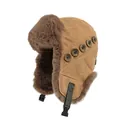 Colbacco invernale kaki con fodera in pelliccia sintetica e bottoni vintage - Cachi