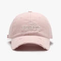 Pink distressed cotton baseball cap with white BARBRABIA PROTO embroidery detail - Pink