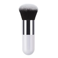Short fat foundation brush with silver ferrule and white handle for BB cream and powder - Large Round Head / White Silver