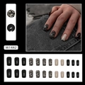 Elegant dark leopard print press-on nails set in square medium long black and beige style - Black Leopard Print Style (W1442) / 24Pcs/Box (With Glue)