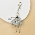 Handmade ballet girl keychain with silver tassel skirt and white pearl head - 27-Silver Glitter Mesh Doll