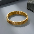 Elegant gold watch-band style link bracelet made of titanium steel for women - 8mm Gold Straight Five Beads