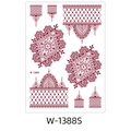 Waterproof dark red henna flower tattoo sticker with intricate Indian lace designs W-1388S - Deep Red Rhombic Mehndi (W-1388S)