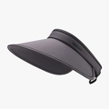 Dark grey foldable sun visor hat with wide brim and letters logo for outdoor protection - Adjustable / 23H041 Style (Normal Windproof Rope) / Gray