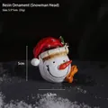 Statuina testa di pupazzo di neve in resina con cappello natalizio e fiocco arancio - Testa di Pupazzo di Neve (Singolo)