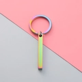 Macro detail of rainbow gradient metallic rectangular prism keychain on a modern background - Rainbow (MP424)