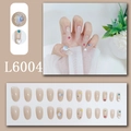 L6004 unghie finte sfumate rosa nude con strass colorati e gemme a forma di goccia d'acqua - Rosa nude con strass colorati stile colla (L6004)