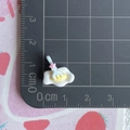 Mini resin charm featuring fried egg and blue fork with pink star for DIY crafts - Star Fork Poached Egg