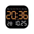 Digital LED alarm clock featuring orange time display and temperature in black finish - Orange Red
