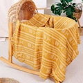 Ginger yellow muslin cotton baby swaddle blanket with white geometric patterns - Ginger Ethic Style