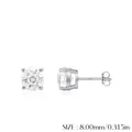 S925 sterling silver stud earrings featuring 8mm round brilliant cut clear crystals - 8mm