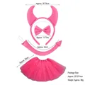 Pink devil costume set with plush horn headband, bow tie, tail and mesh tutu skirt - Rose Red Devil Horn 3-Piece Set + Rose Red Tutu