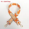 Detail of adjustable geometric jacquard strap with golden lobster clasps for handbags - Pattern No. 3