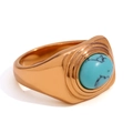 Signet Textured Oval Turquoise Ring (Size 6)