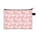 Trousse à maquillage rose avec nœuds et pois blancs et fermeture éclair noire - 04-Nœud à Pois sur Fond Rose