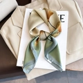 Elegant silk scarf with ginkgo leaf pattern in gradient grey green and gold - 70*70cm / Beige and Green