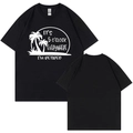 Black cotton T-shirt with white palm tree graphic and It's 5 O'clock Everywhere print - S / Black